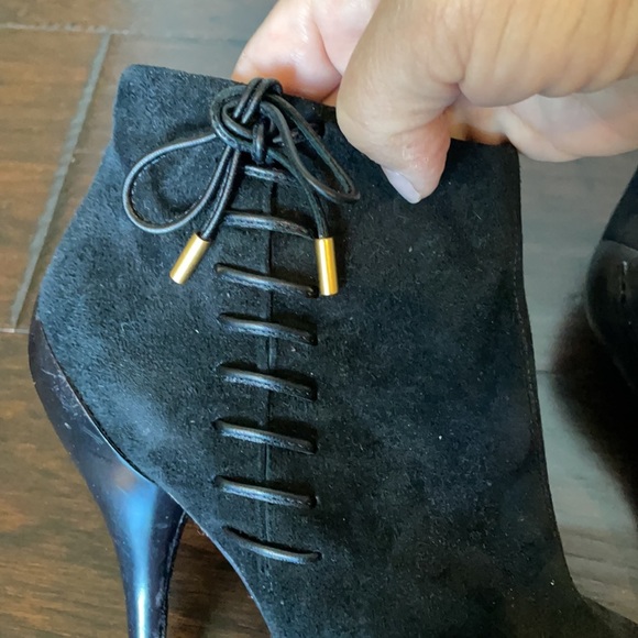 Versace black suede peep toe bootie - Picture 5 of 12